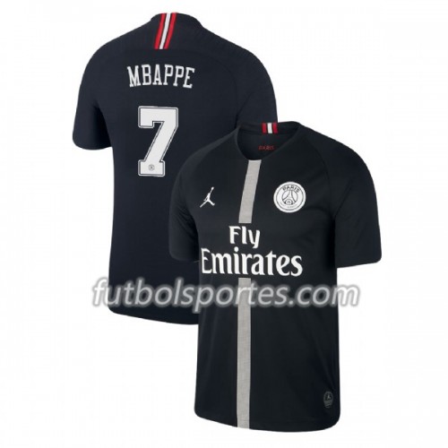 Camisetas Paris Saint Germain Mbappe 7 Jordan Negro Tercera Equipacion 2018 /2019