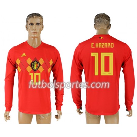 Camisetas Bélgica Eden Hazard 10 Primera Equipacion Mundial 2018 Manga Larga
