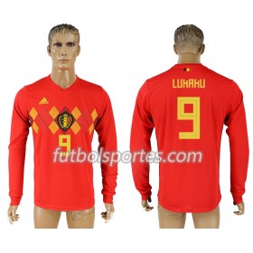 Camisetas Bélgica Romelu Lukaku 9 Primera Equipacion Mundial 2018 Manga Larga