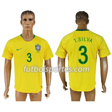 Camisetas Brasil Thiago Silva 14 Primera Equipacion Mundial 2018